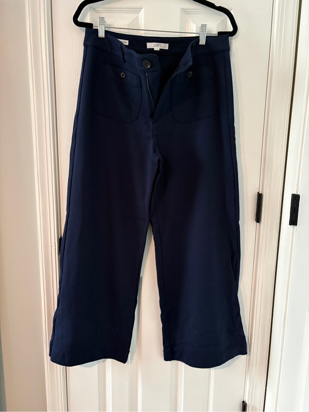 LOFT Navy Cropped Wide-Leg Kids Pants